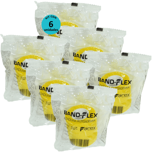Atadura 5cm Amarela Band-Flex Autoadesiva Para Animais Farex Kit Com 6